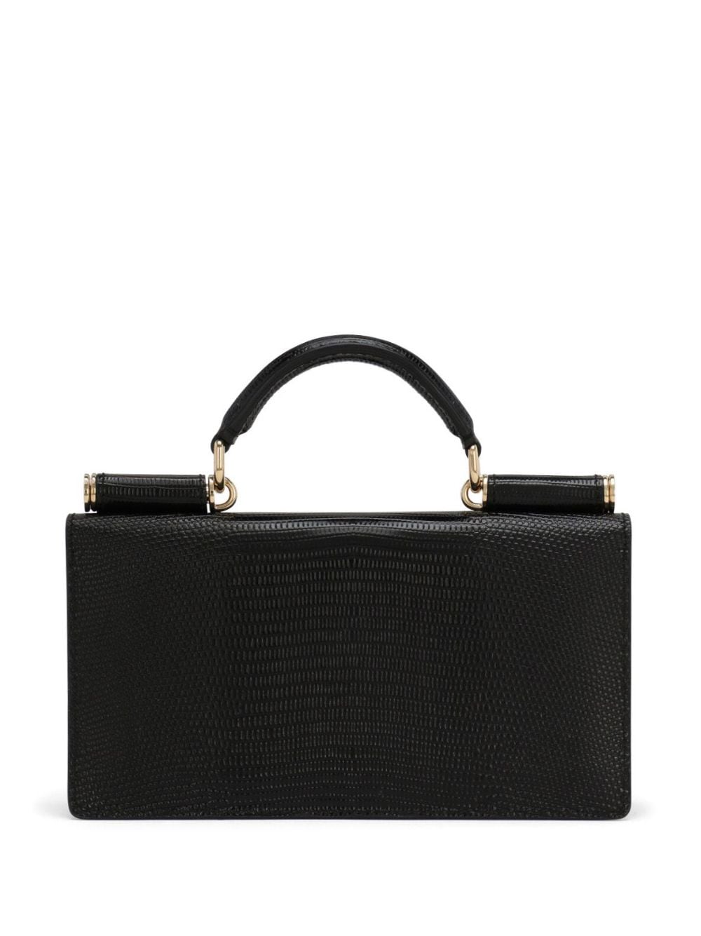 Shop Dolce & Gabbana Mini Sicily Iguana-print Leather Bag In Black