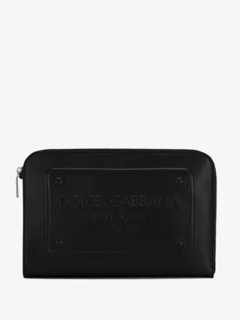 Dolce & Gabbana small raised-logo leather clutch