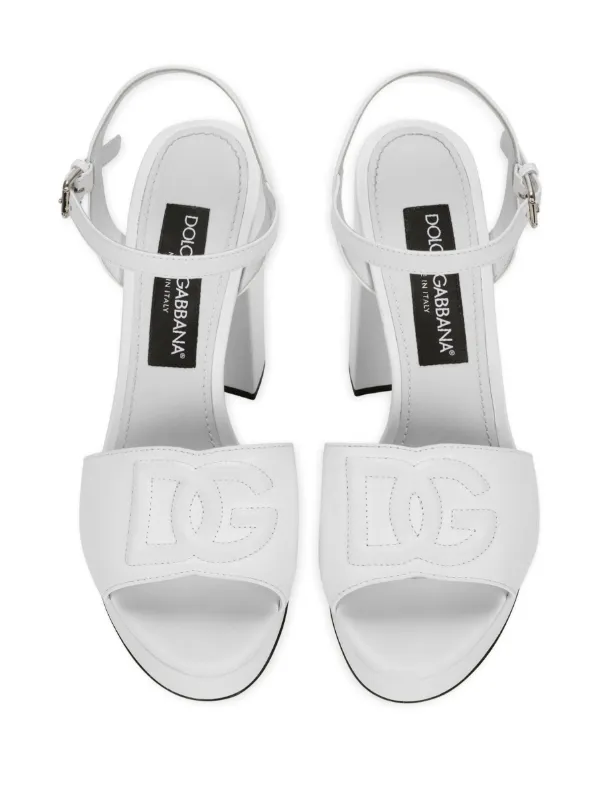 Dolce & Gabbana 85mm Keira Platform Sandals | White