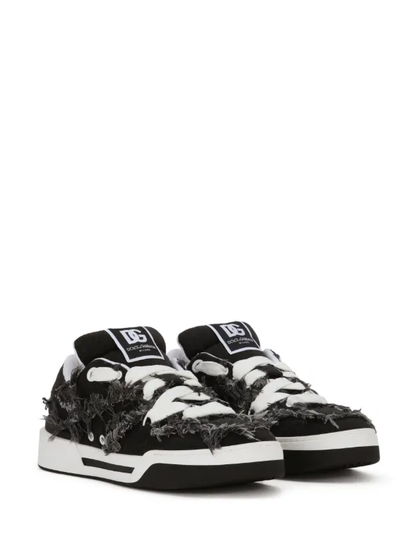 Dolce & Gabbana New Roma fray-trim Sneakers | Black | FARFETCH