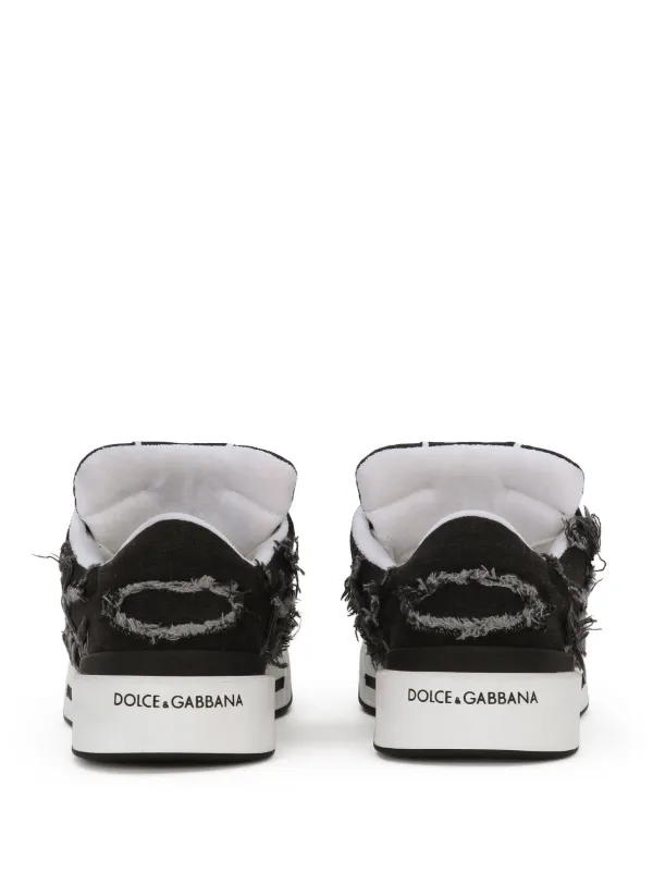 Dolce & Gabbana New Roma fray-trim Sneakers | Black | FARFETCH