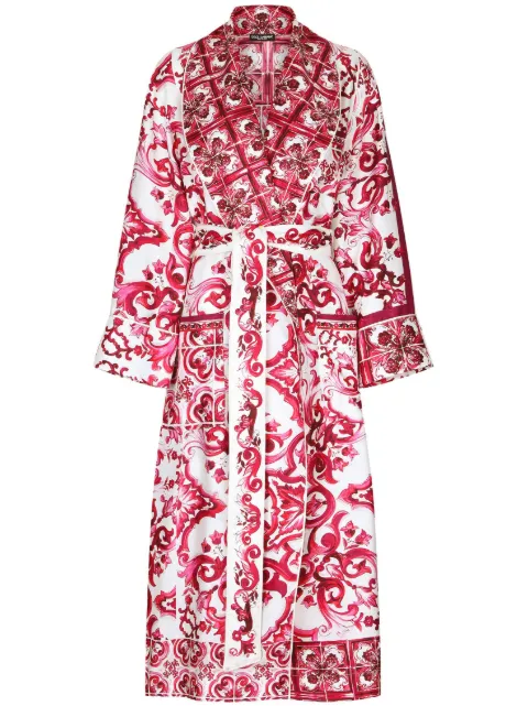 Dolce & Gabbana abrigo de seda con estampado Mayólica