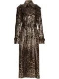 Dolce & Gabbana leopard-print belted trench coat - Brown