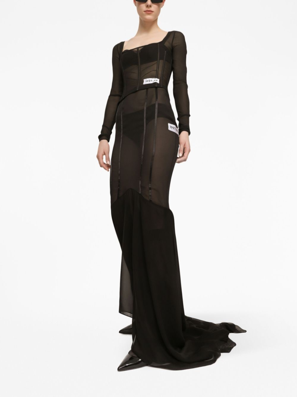 Shop Dolce & Gabbana Draped Mermaid Maxi Skirt In Black