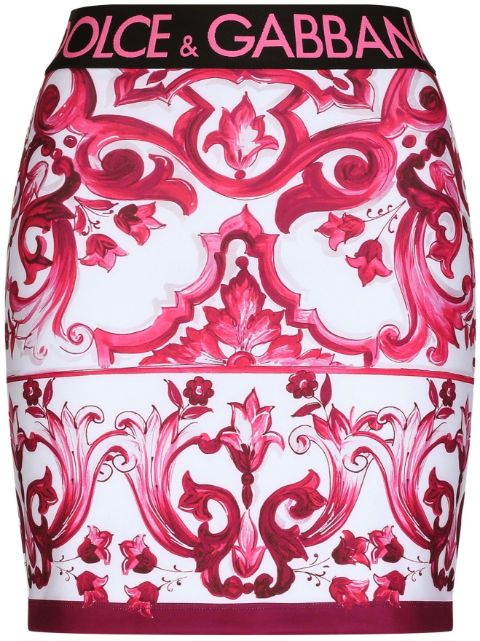 Dolce & Gabbana falda plisada con estampado Mayólica