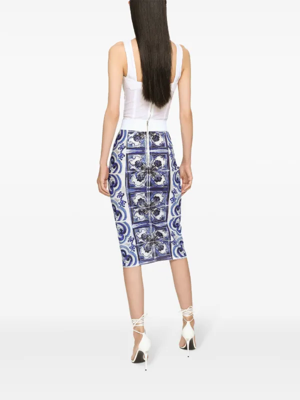 新品 ドルガバ Dolce & Gabbana マヨリカ スカートブルー 36 新品 ドルガバ Dolce & Gabbana マヨリカ スカートブルー 36