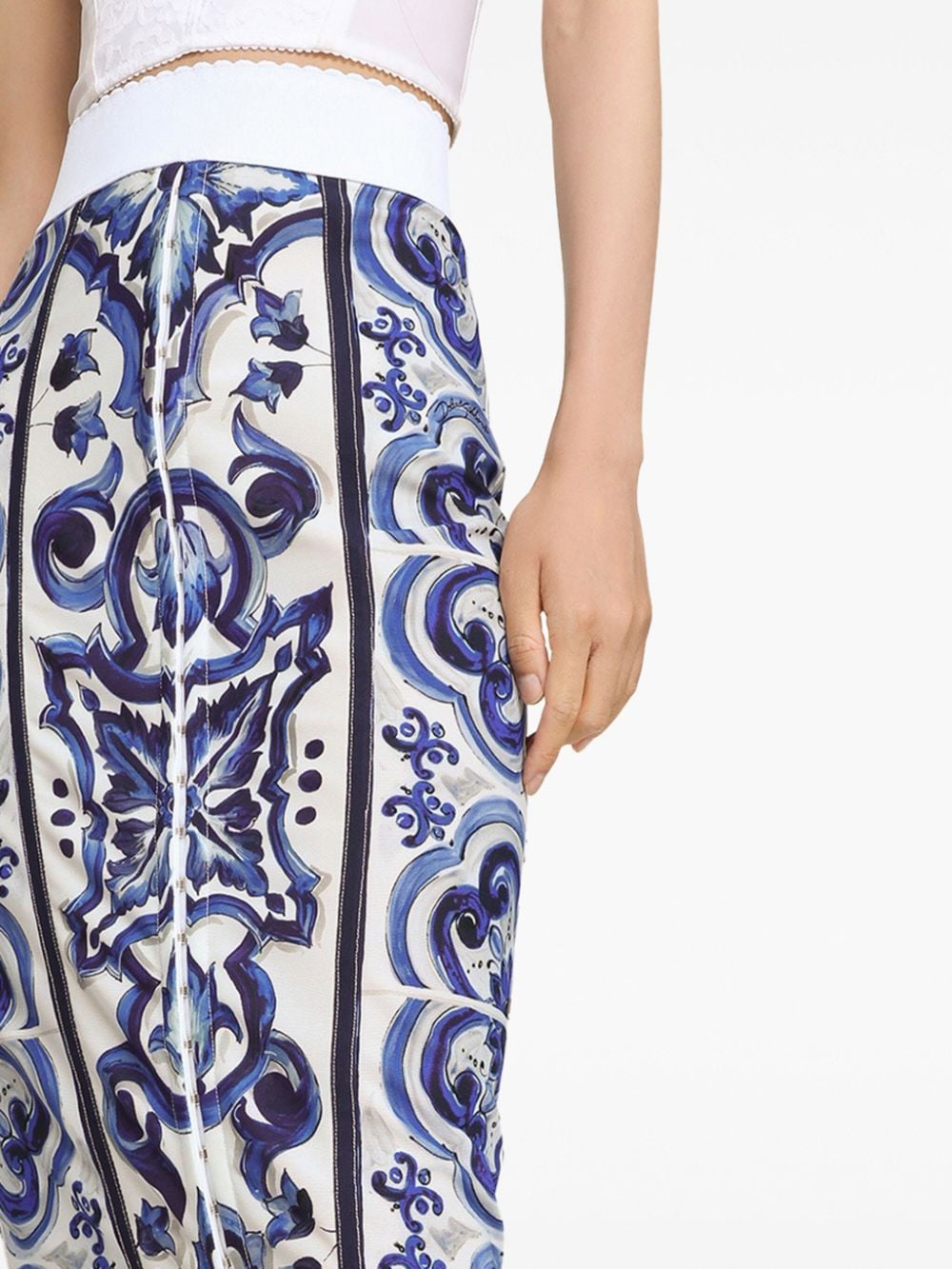 Shop Dolce & Gabbana Majolica-print Midi Skirt In Blue