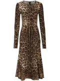 Dolce & Gabbana leopard-print midi dress - Brown