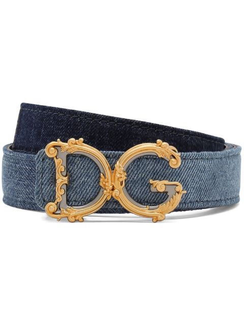 Dolce & Gabbana logo-plaque denim belt Women