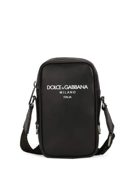 Dolce & Gabbana logo-print leather shoulder bag