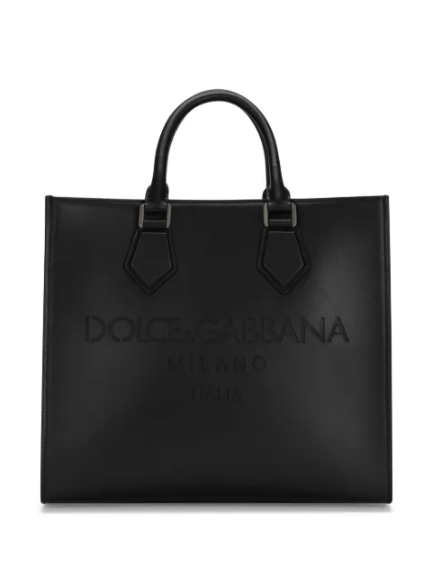 Dolce & Gabbana logo-debossed leather tote bag