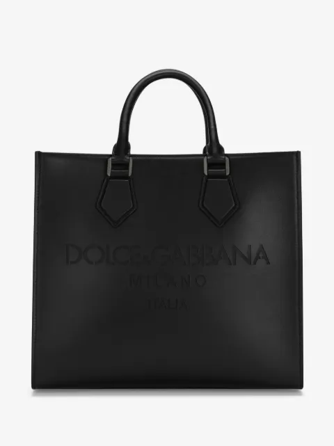 Dolce & Gabbana logo-debossed leather tote bag