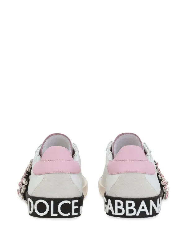 Dolce & Gabbana Portofino rhinestone-logo Sneakers | White