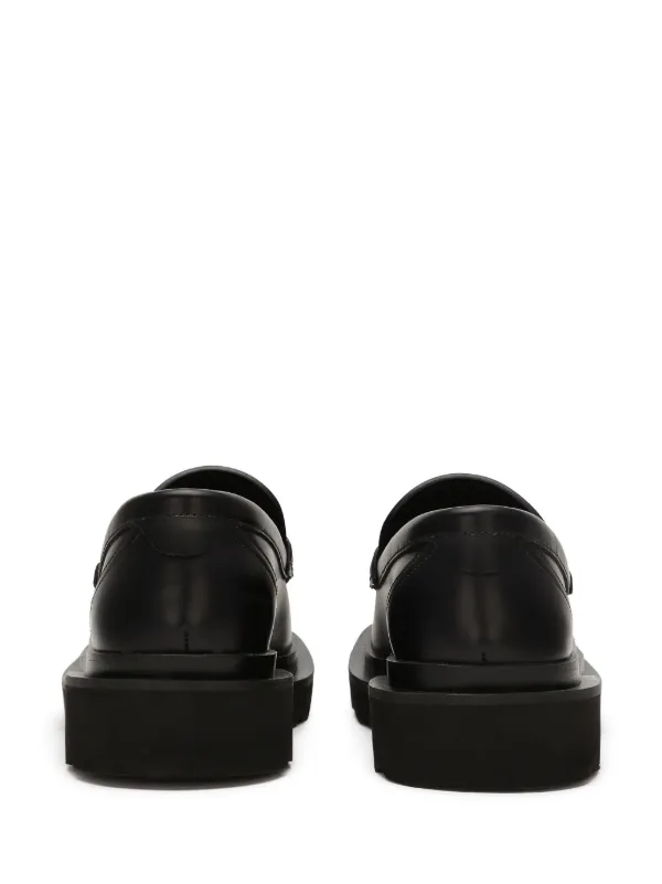 Dolce & Gabbana logo-plaque Leather Loafers | Black | FARFETCH