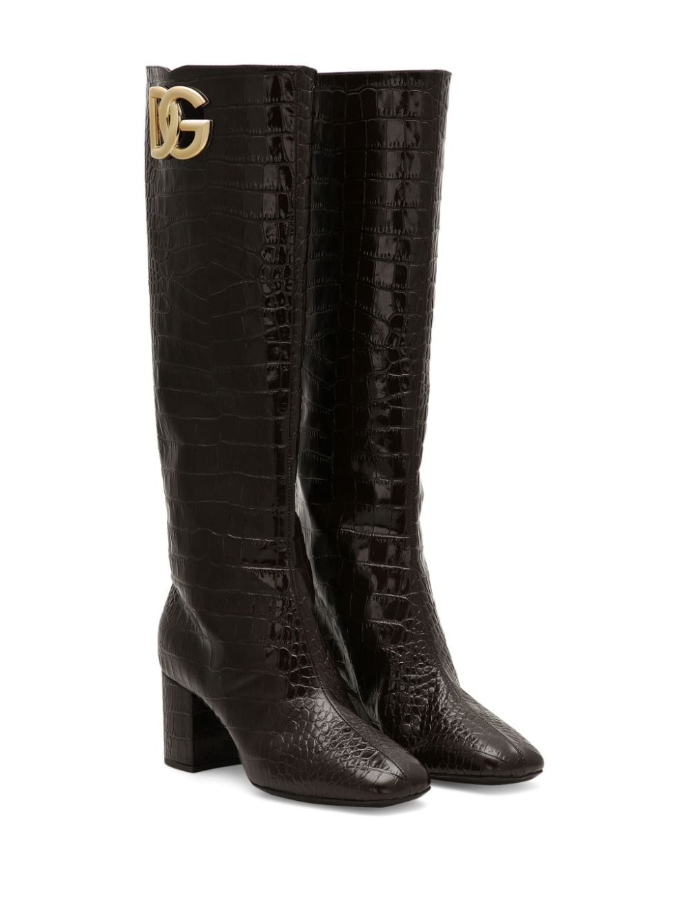 Image 2 of Dolce & Gabbana 60mm logo-plaque leather boots