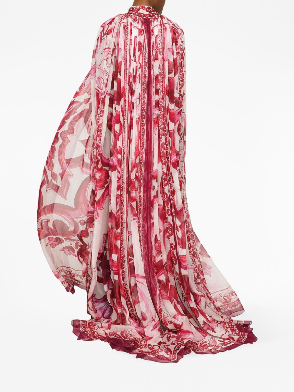 Shop Dolce & Gabbana Maiolica-print Silk Cape In Pink