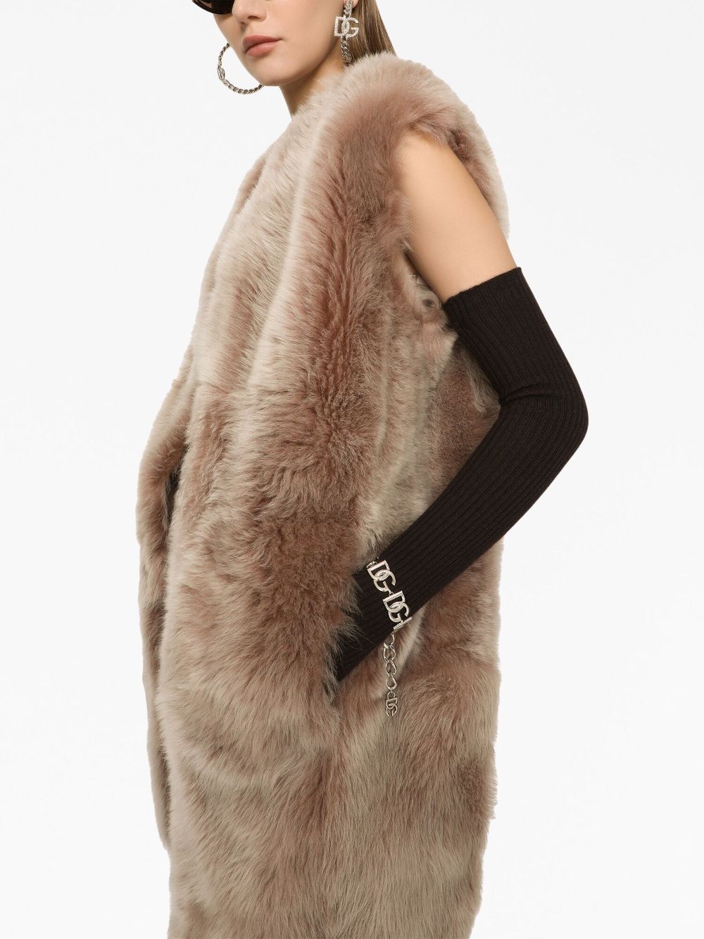 Shop Dolce & Gabbana Faux-fur Sleeveless Coat In Brown