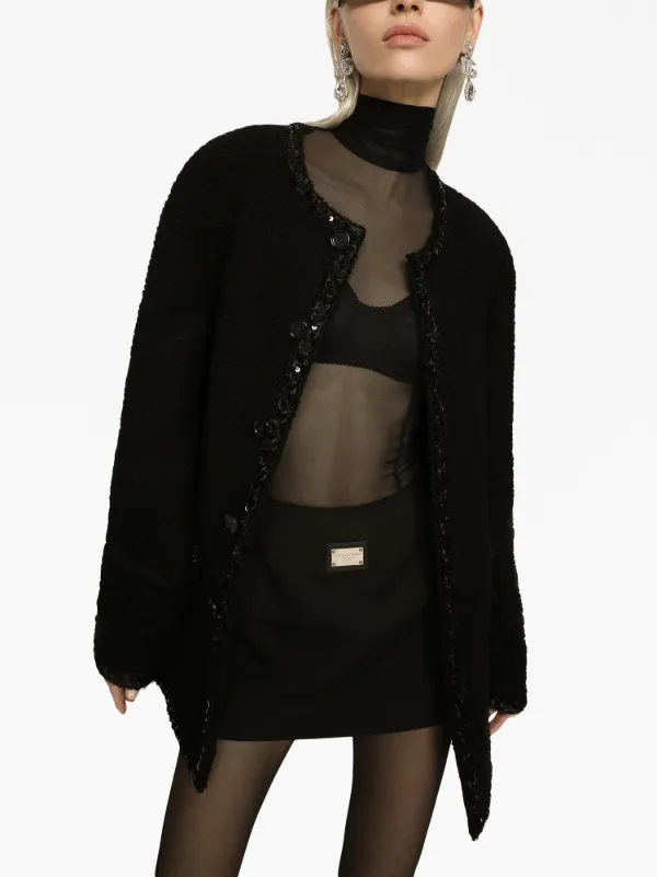 Dolce & Gabbana sequin-embellished Bouclé Jacket | Black