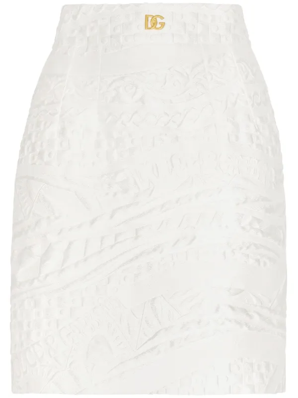 【関税＆送料込み】Dolce & Gabbana Brocade Mini Skirt Cloth Dolce & Gabbana Brocade Mini Skirt | White | FARFETCH
