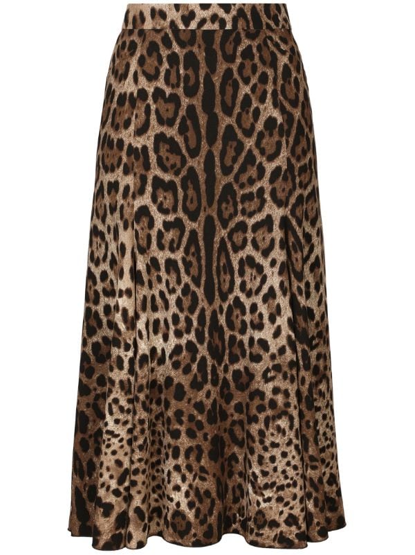 High waisted clearance leopard skirt