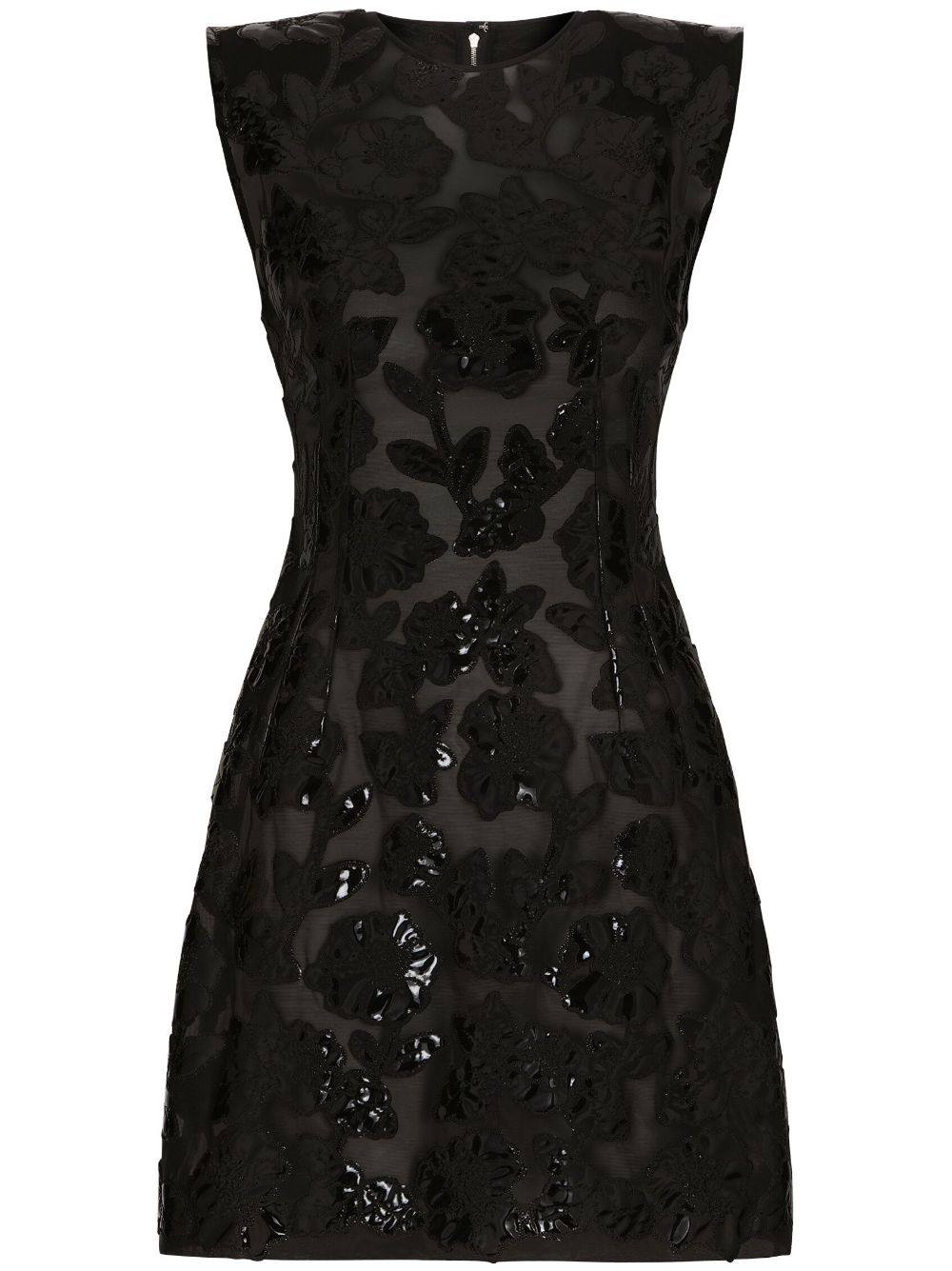 Dolce & Gabbana Flocked Sequin-embellished Minidress In Black