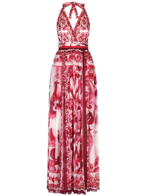 Dolce & Gabbana Majolica-print halterneck maxi dress