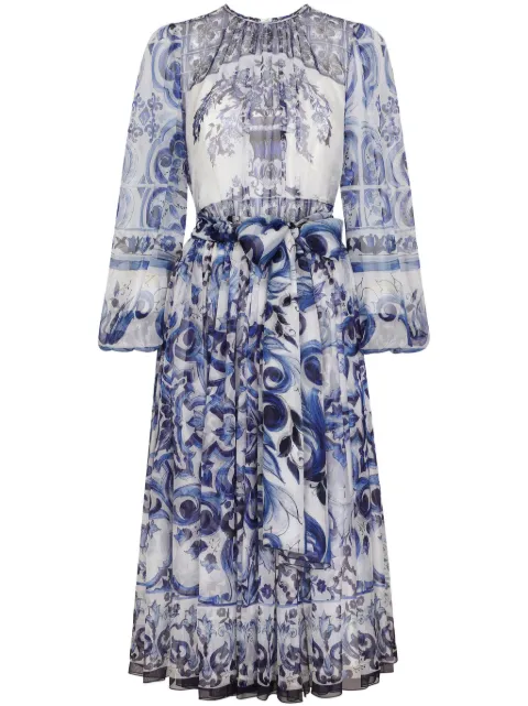 Dolce & Gabbana Majolica-print silk midi dress