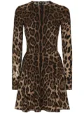 Dolce & Gabbana leopard-print short dress - Brown