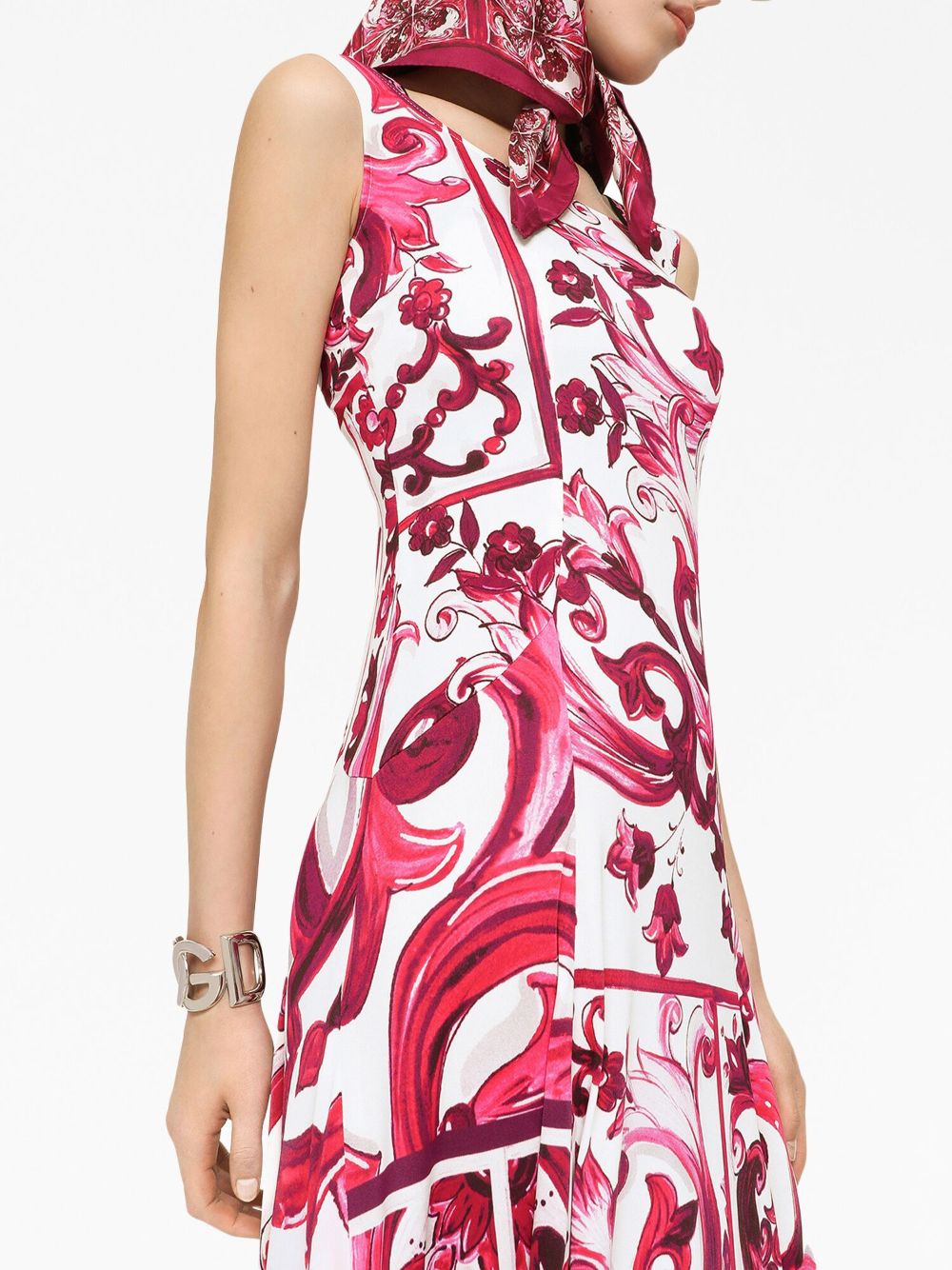 Shop Dolce & Gabbana Graphic-print Sleeveless Dress In Red