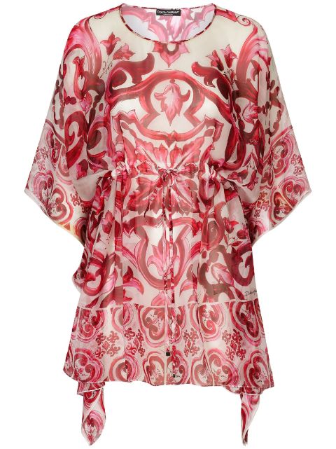 Dolce & Gabbana Majolica-print silk kaftan dress