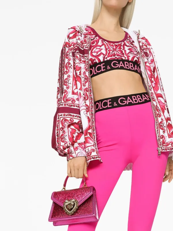 Dolce & Gabbana Majolica-print Cropped Top | Pink | FARFETCH