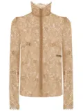 Dolce & Gabbana sheer-lace high-neck blouse - Brown