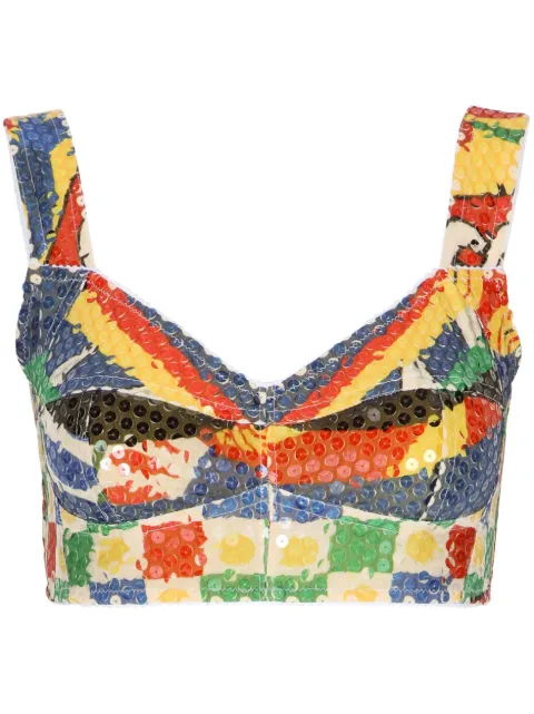 Dolce & Gabbana Carreto-print sequin crop top