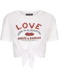 Dolce & Gabbana logo-print waist-tie T-shirt - White