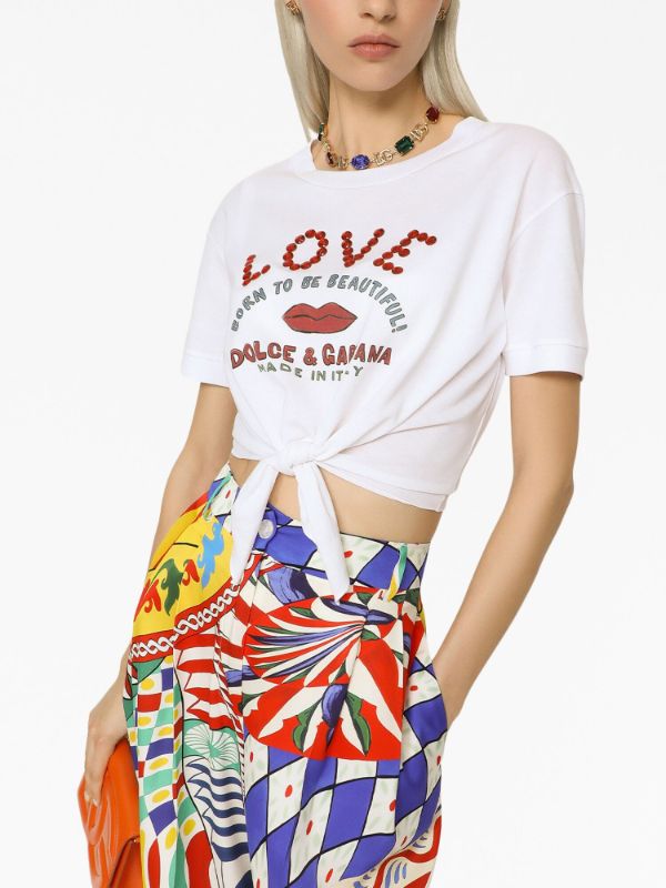 Printed technical jersey bralette in multicoloured - Dolce Gabbana