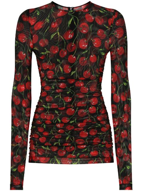 Dolce & Gabbana cherry-print long-sleeve T-shirt