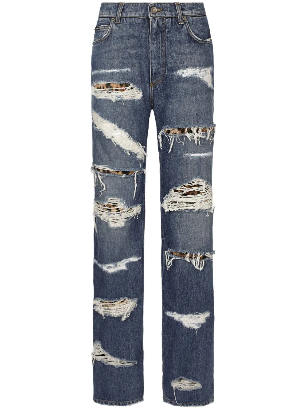 distressed-effect straight-leg jeans