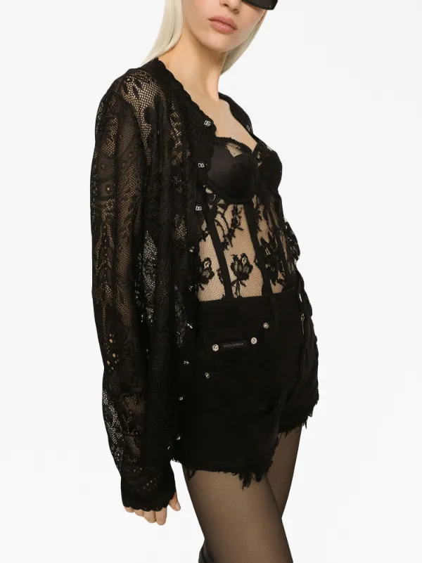 Dolce & Gabbana フローラルレース カーディガン | ブラック | FARFETCH JP 