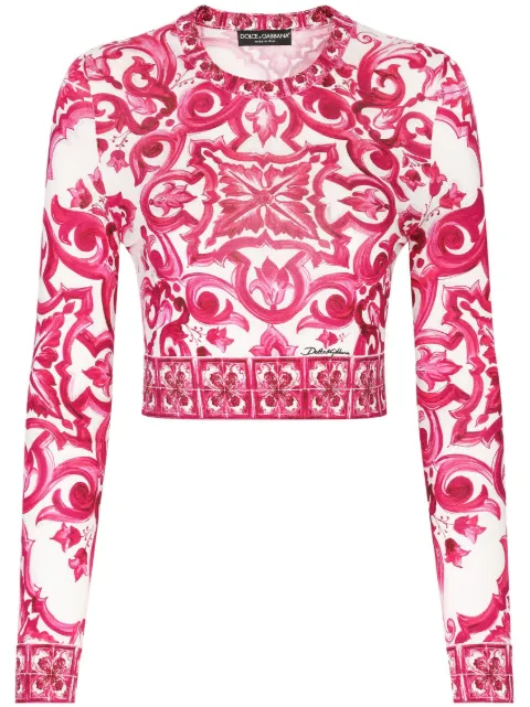 Dolce & Gabbana Maiolica-print cropped jumper