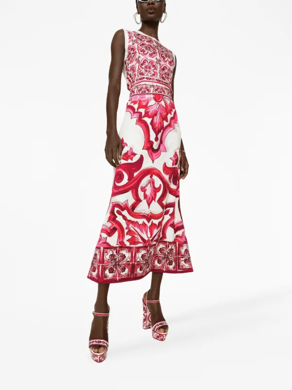 Dolce & Gabbana Majolica-print Silk Tank Top | White | FARFETCH