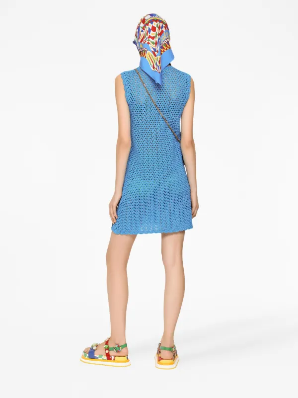 Dolce & Gabbana Sleeveless crochet-knit Minidress | Blue | FARFETCH Dolce & Gabbana Sleeveless crochet-knit Minidress | Blue | FARFETCH