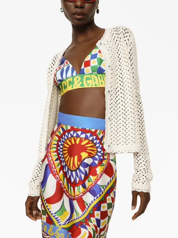 Dolce Gabbana crochet-knit Cardigan Neutrals FARFETCH JO