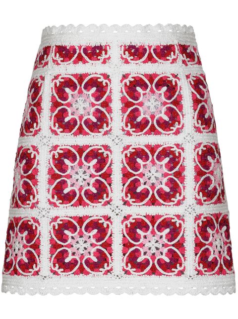 Dolce & Gabbana Majolica-print crochet miniskirt