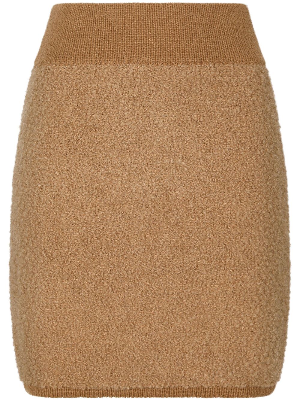 Dolce & Gabbana High-waisted Knitted Skirt In Brown