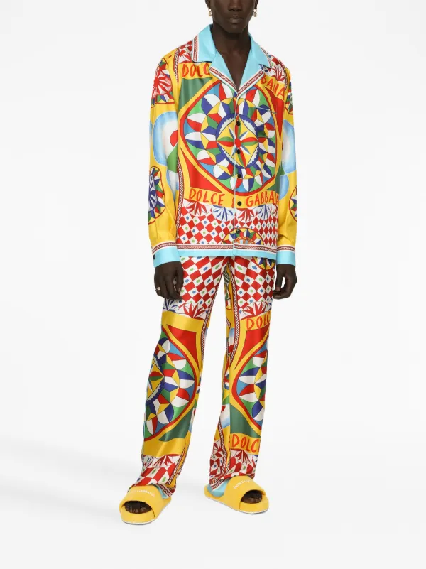 Dolce & Gabbana Carretto-print Twill Silk Shirt | Yellow | FARFETCH
