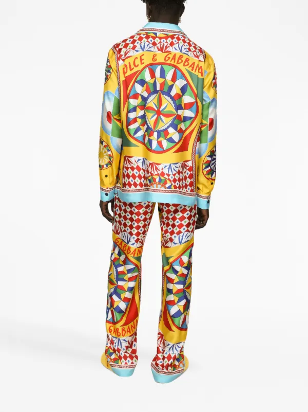 Dolce & Gabbana Carretto-print Twill Silk Shirt | Yellow | FARFETCH