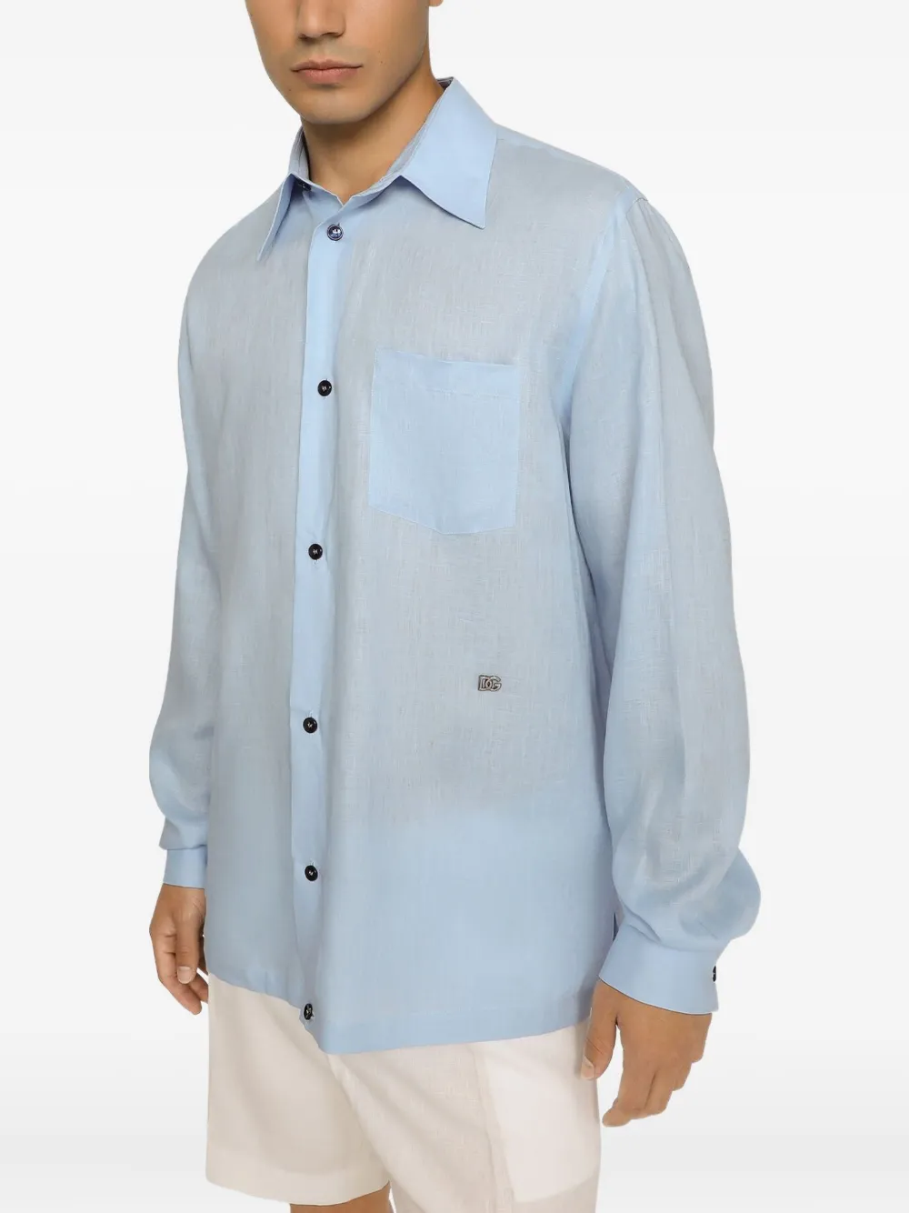 Dolce & Gabbana Overhemd met logoplakkaat Blauw