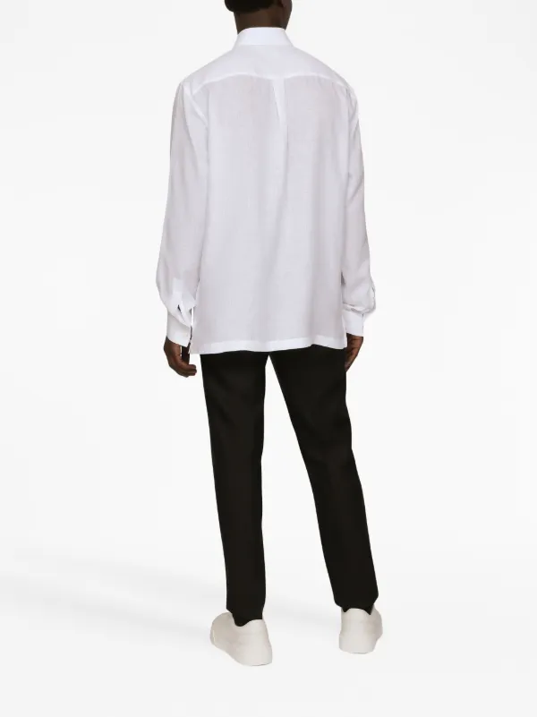 Dolce & Gabbana long-sleeved button-up Linen Shirt | White | FARFETCH