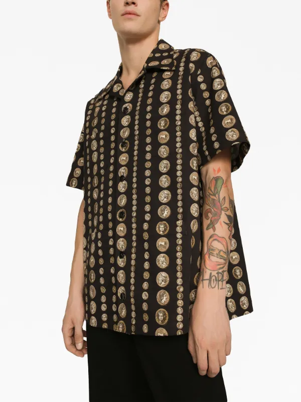 Dolce & Gabbana coin-print stretch-cotton Shirt | Black
