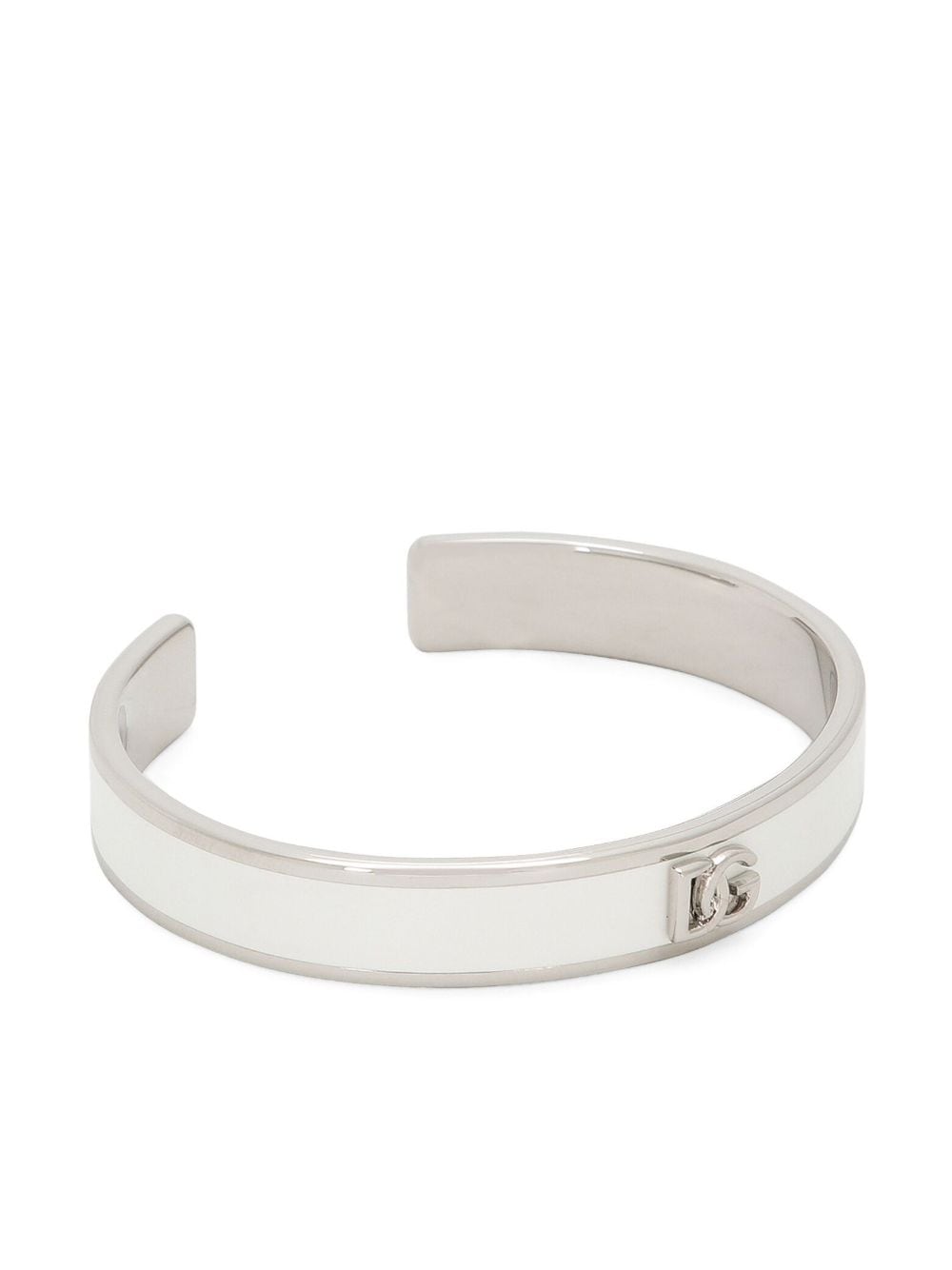 Shop Dolce & Gabbana Logo-plaque Cuff Bracelet In Silver